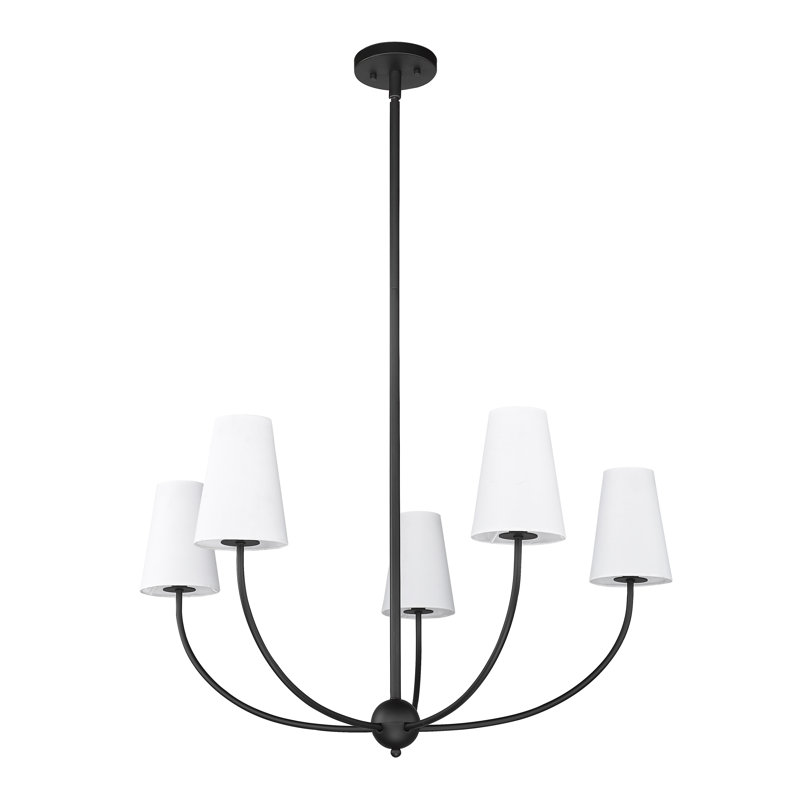 Caral Dimmable Traditional Shaded Chandelier, Matte Black, 5, 16.5" H x 32" W x 32" D