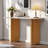Narrow Console Table With Oval Marble Top, Curved Legs And Triangular-designed Base-623259611