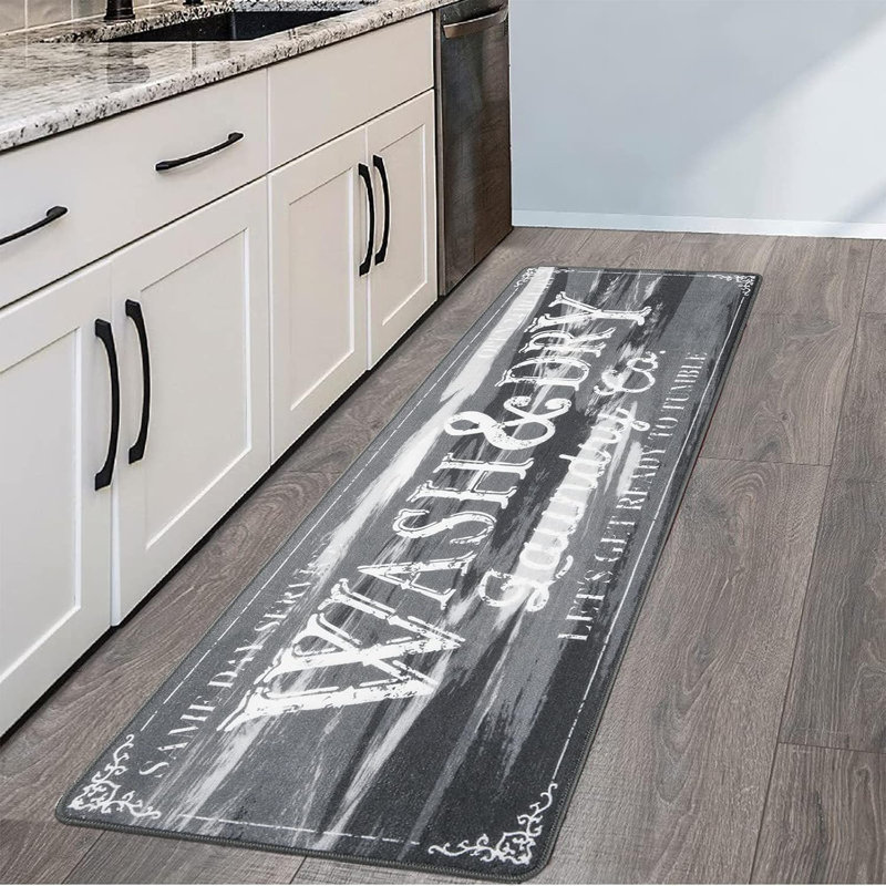 Gray Nylon Laundry Room Mat 2×6FT Kitchen Mat