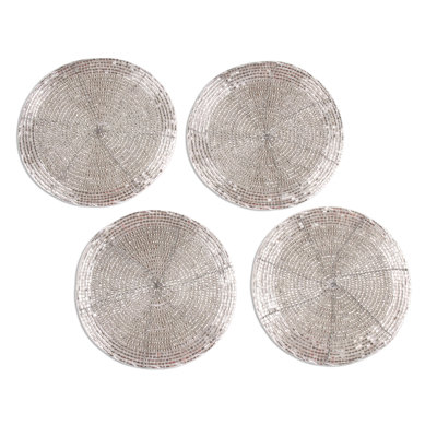 Ensemble de tables perlées en verre argenté Handmade Elegance (12 pièces)