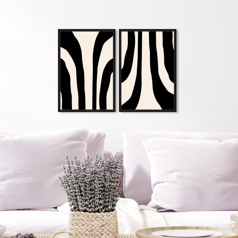 Minimal - ensemble de 2 impressions sur toile, Toile avec cadre noir, H 16 po x l 22 po