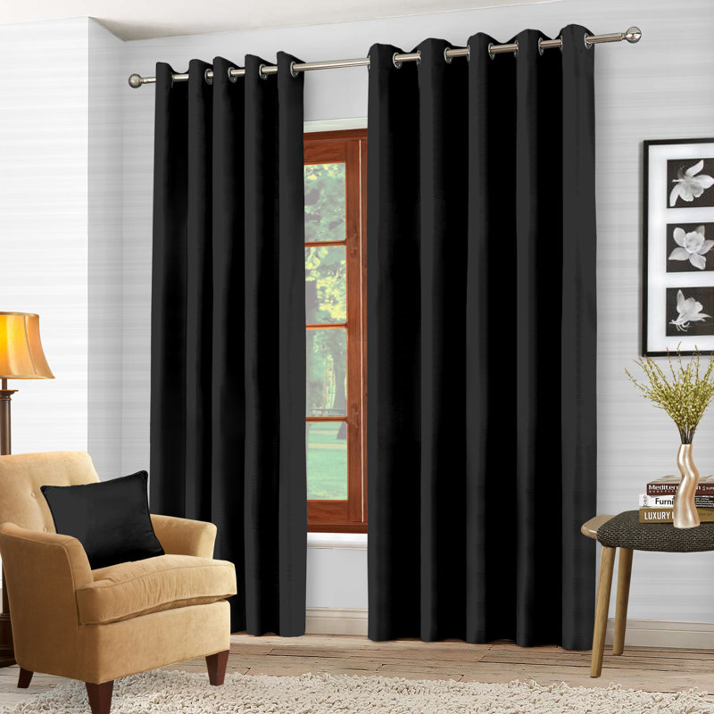 Essie Blackout Curtain Pair, Black, 85 W x 229 D cm