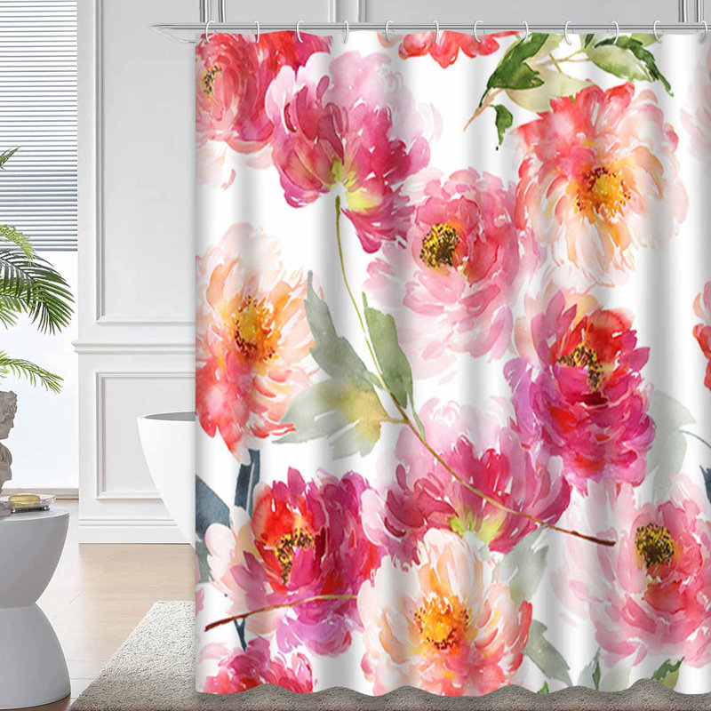 Rideau de douche avec 12 crochets Flower, L 72 po x l 72 po