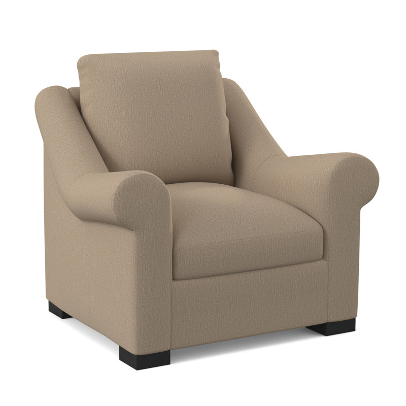 Canyon Sunbrella® and Boucle Armchair, Elise Harbor 100% Polyester, Espresso