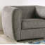 Fauteuil d'appoint inspiré du smoking, 115 cm x 88 cm, en bouclette et bois massif, une pièce, coussin d'assise gris.-136059479