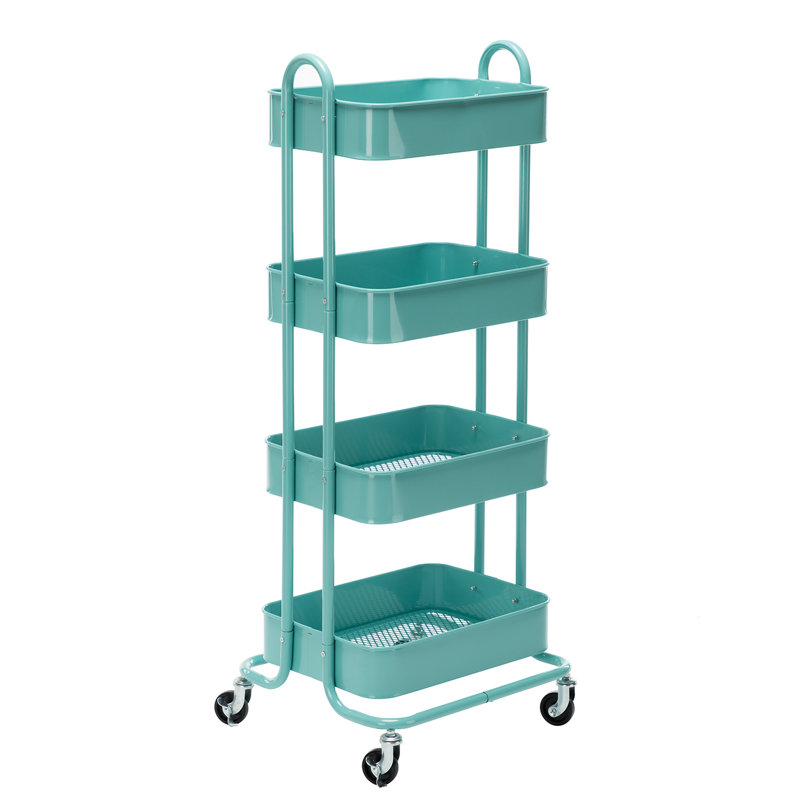 43'' H x 18'' W Utility Cart with Wheels, Blue