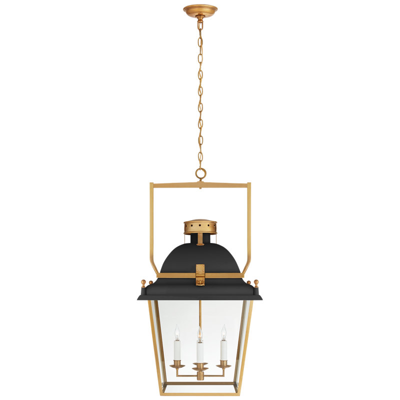 Chapman & Myers Coventry Lantern, 36.5" H x 19" W x 19" D, Matte Black/Gold