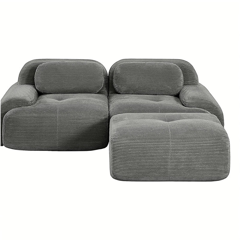 Canapé de 82 po en forme de L en tissu SoftCorduroy, conception modulaire en tissu, combinaisons multiples, accoudoirs courbés, aucun assemblage requis.