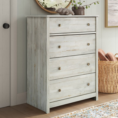 Newquay 4-Drawer Dresser Chest in White Plank