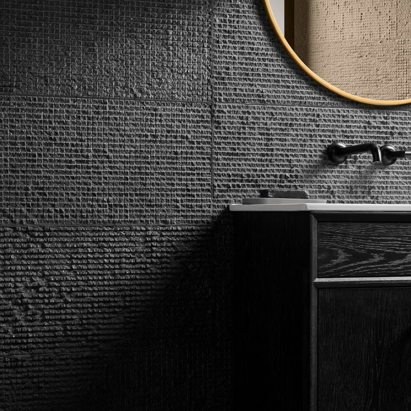 Rakestone 12x24 3D Honed Limestone Stone Tile, Noir Black, Natural Stone, Cube 3D
