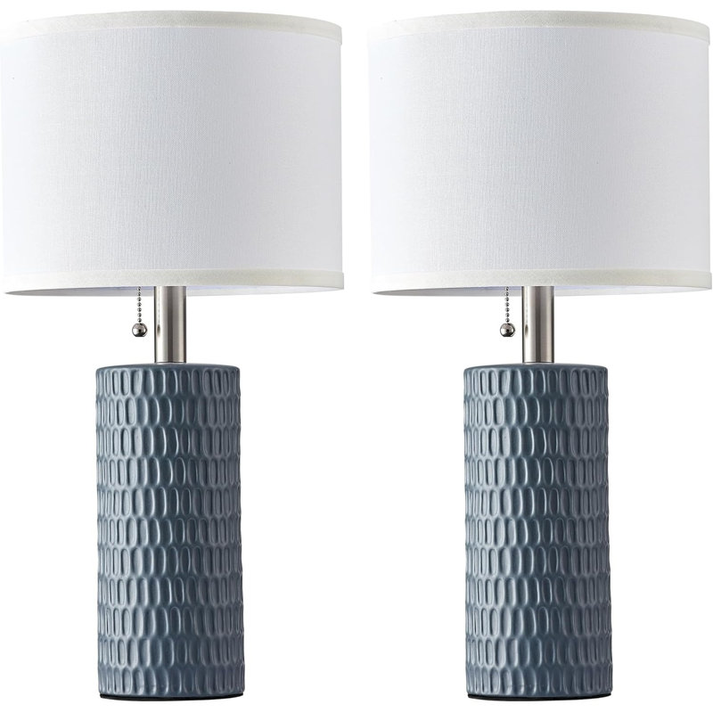 Set Of 2 Grey Ceramic 20" Table Lamps