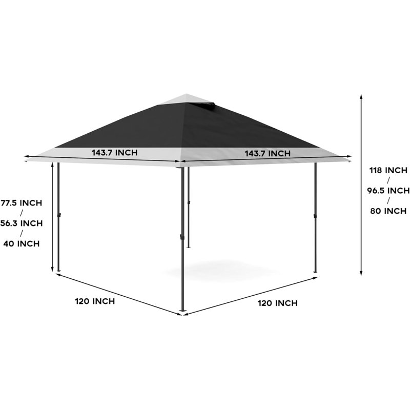 Heavy Duty Portable Canopy Canopy Tent - 13x13ft Outdoor Double Roof Sun Shelter - Quick Setup, Water-Resistant, Mosquito Netting, Ideal for Patio, Deck, Lawn, Garden - Dark Gray + Light Gray
