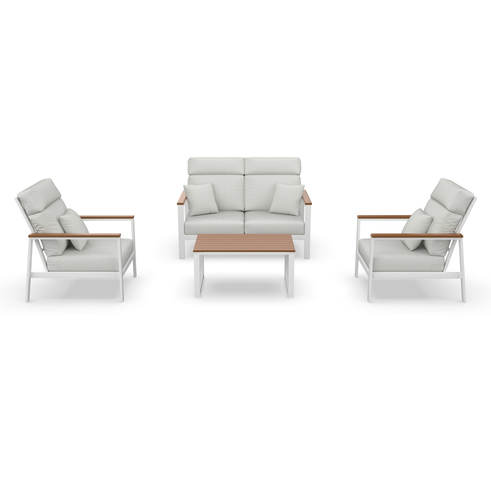 Townsend 4-Person Sunbrella® Patio Seating Group, Canvas White, Brown