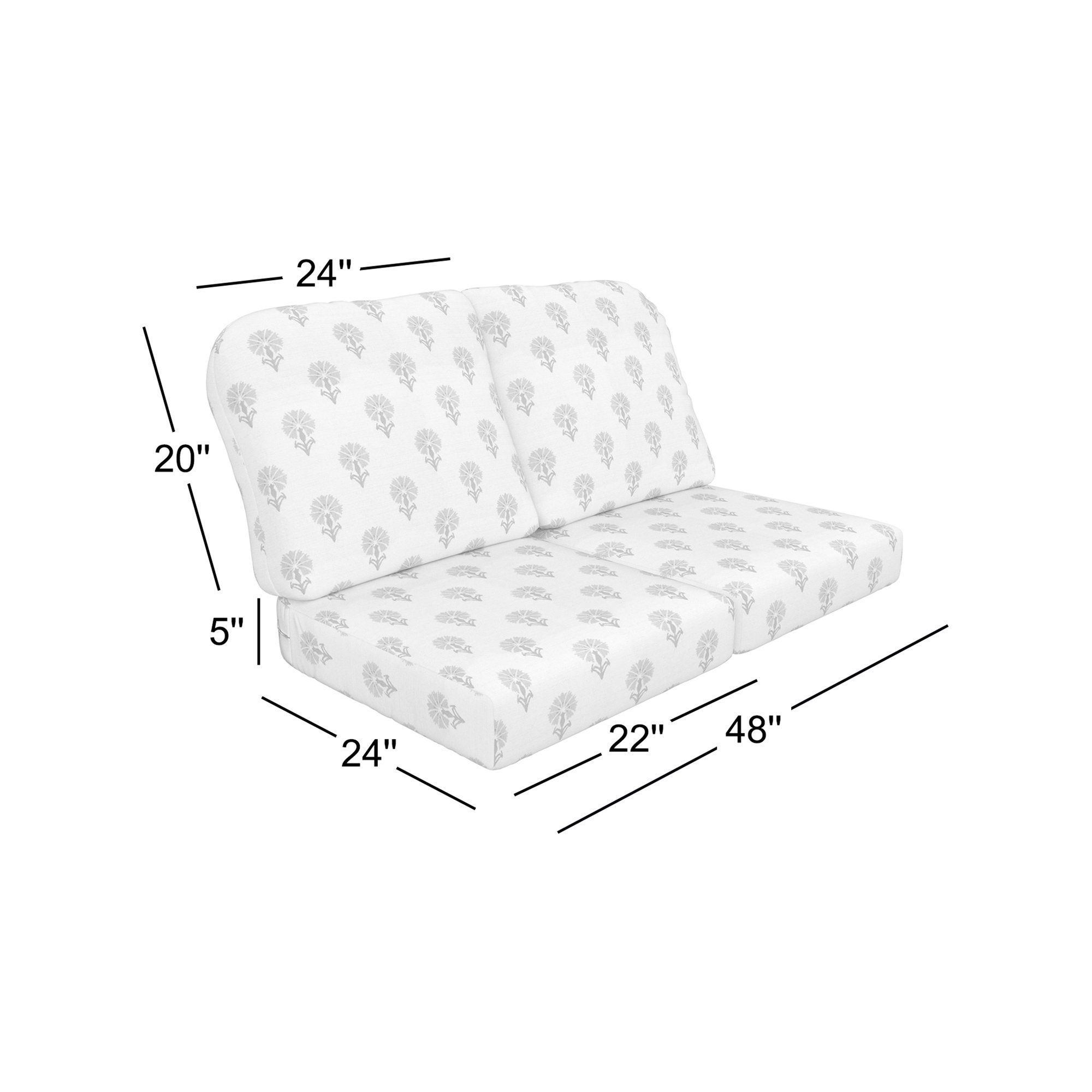 Amala Indoor/Outdoor Sunbrella® Loveseat Cushion, Sunbrella® Mira Bluebell