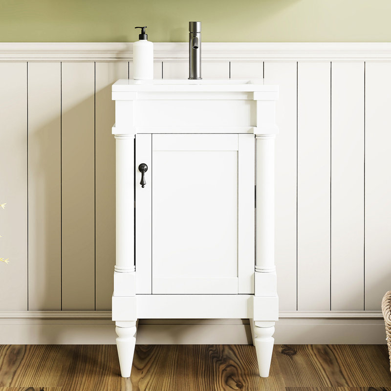 Rangement de salle de bain avec lavabo - Pieds en bois au design fonctionnel et autoportant pour économiser de l'espace