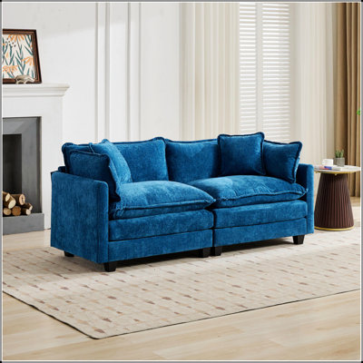 Cloud Sofa Loveseat, Modern Sectional Couch With Double Layer Upholstered Cushion, Breathable Chenille Fabric For Living Room And Bedroom