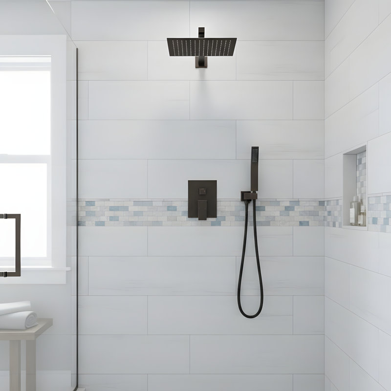 Shower System Shower Faucet Combo Set Wall Mounted with 10" Rainfall Shower Head and handheld shower faucet