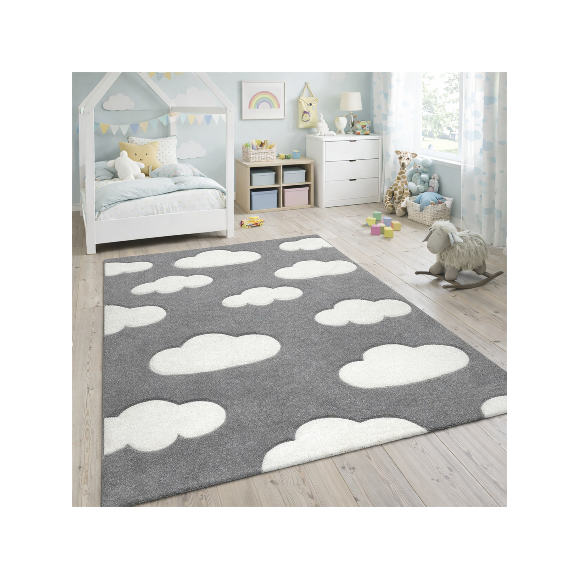 Hotwells Area Rug in Gray/White, Rectangle 5'3" x 7'7"