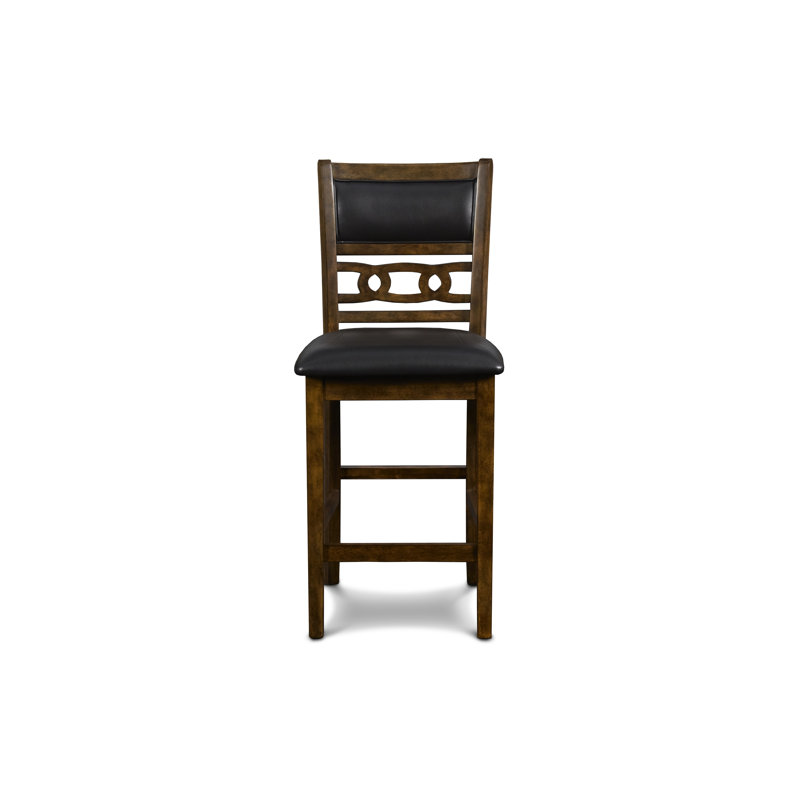 Ziemer Upholstered Counter Stool with Solid Wood Frame, Brown