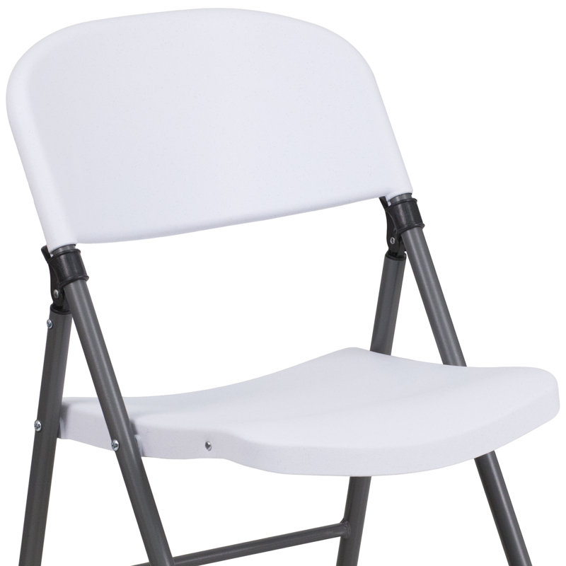 Chaise pliante en plastique avec cadre gris anthracite Ivadelle, Blanc / gris