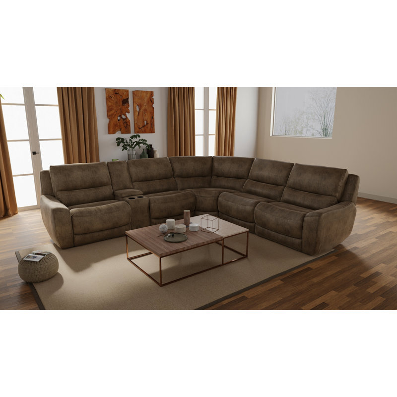 6-Piece Performance Fabric Power Reclining Sectional In Texas Slate