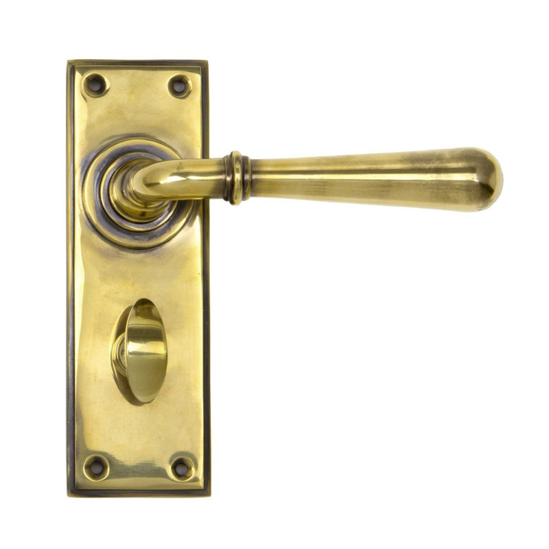 Newbury Lock Door Handle Kit, Aged Brass