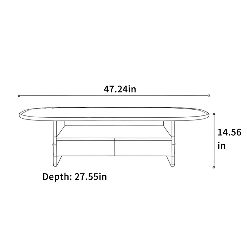 Table basse Minimalist, Noir, noir, noir, noir, H 14,56 po x L 47,24 po x l 27,55 po