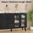 Farmhouse Buffet Cabinet, 55.5" Coffee Bar with 3 Drawers and Pop-Up Doors, Large Rustic Sideboard-556115025