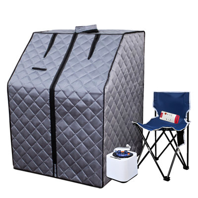 Home Portable Shelter - 1000W Steam Generator, 2L Capacity, Foldable Chair & Remote For Detox Heater, Chair, Control