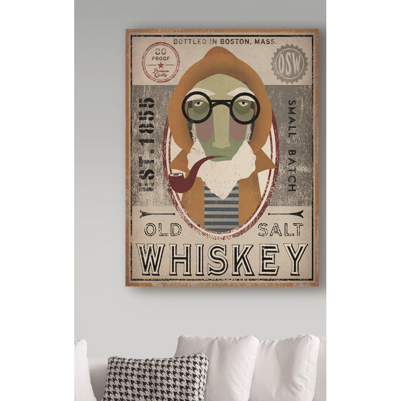 «Fisherman II Old Salt Whiskey» par Ryan Fowler, reproduction d'art graphique sur toile, H 19 po x l 14 po x P 2 po