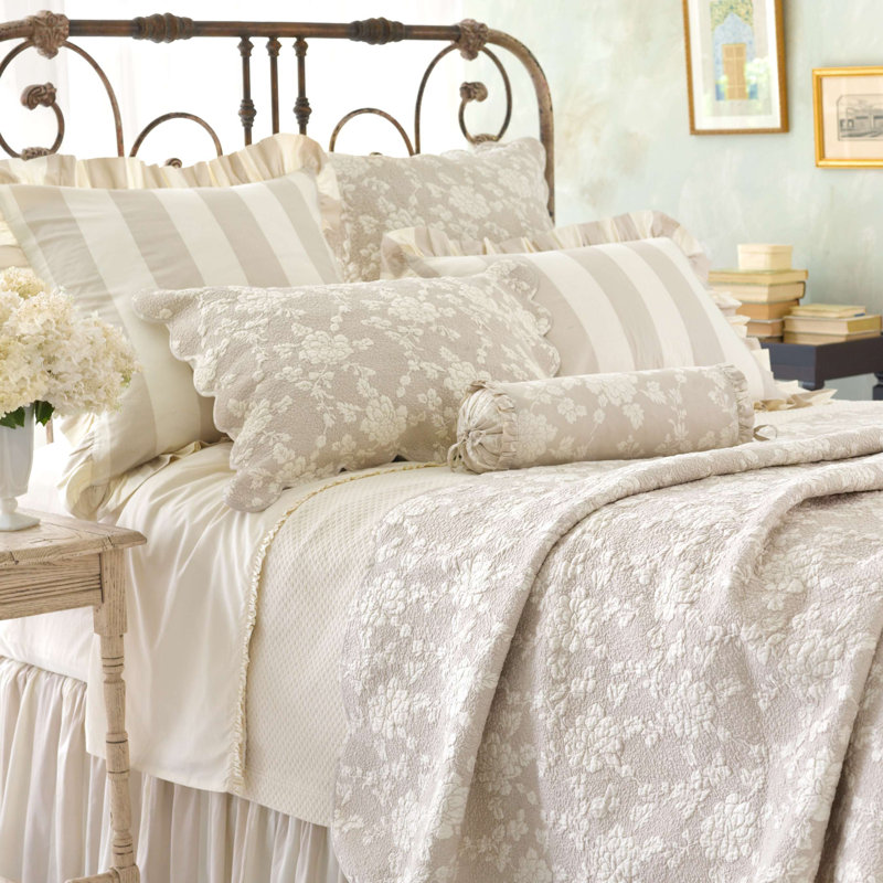 Petite Trellis Matelasse Coverlet, Ivory, Queen Coverlet