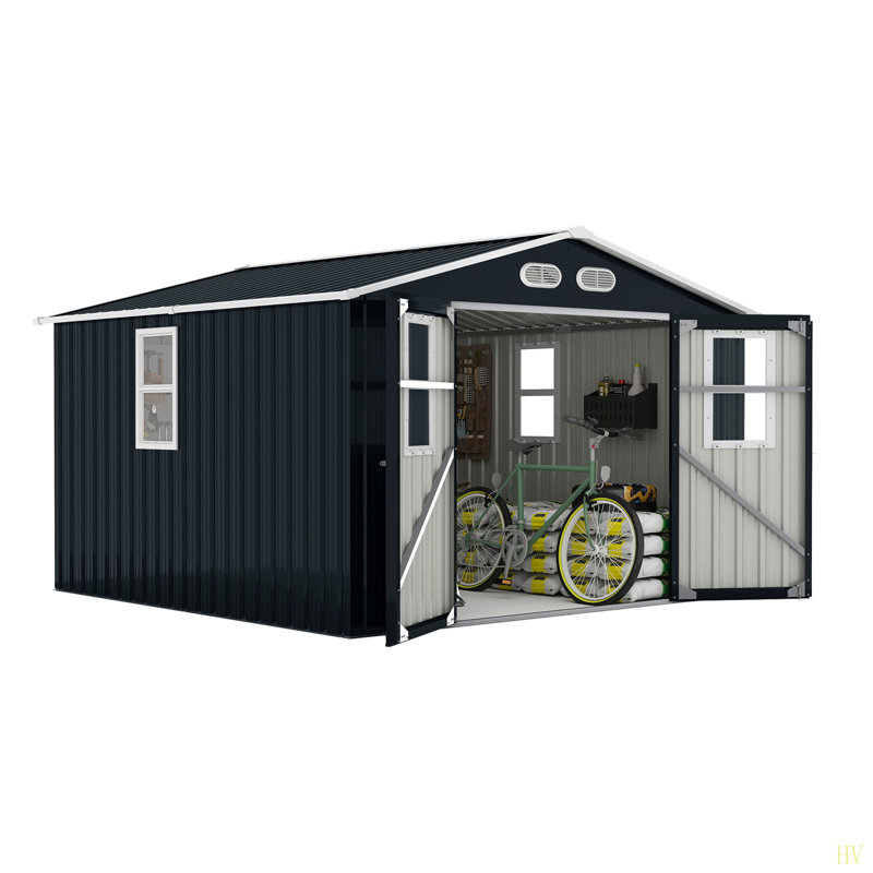 Remise de rangement pour l'extérieur, film de protection 8 X 8, quatre portes verrouillables à la lumière du jour, un cadeau pratique et réfléchi
