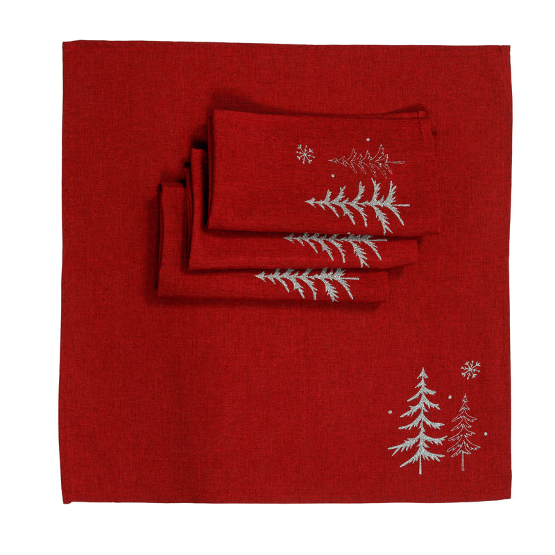 Ensemble de serviettes 4 pièces Christy Snowing Forest Christmas, Rouge