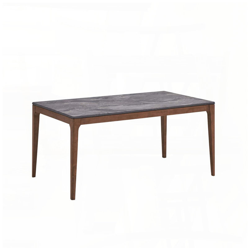Table de salle à manger en pierre d'ingénierie avec finition noyer
