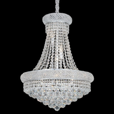 Crystal Chandeliers for Dining Room Light Fixture,Empire Style K9 Crystal Chandeliers for Entryway,12 Lights Chrome Luxury Lighting Fixtures for Living Room Stairway Bedroom Foyer D22 Inch