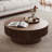 31.5" Modern Round Coffee Table With Storage Solid Wood Veneered Coffee Table Accent Tea Table-1452732522