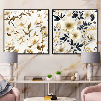 Nuri - Ensemble de 2 collages floraux carrés