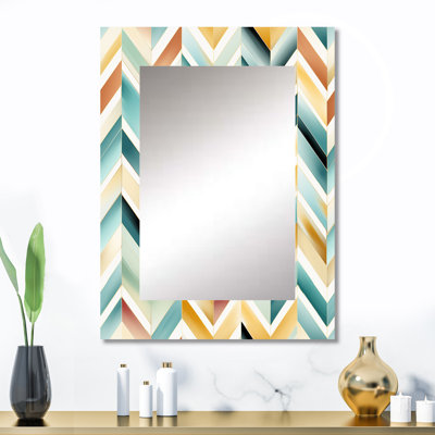 Emerald And Beige Vintage Boho Chevron - Chevron Mirror Wall Decor
