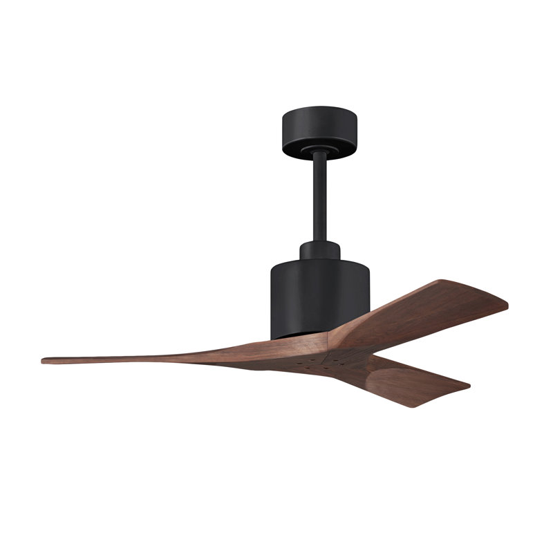 Nan 42" Ceiling Fan In Blades, Matte Black, Walnut Tone