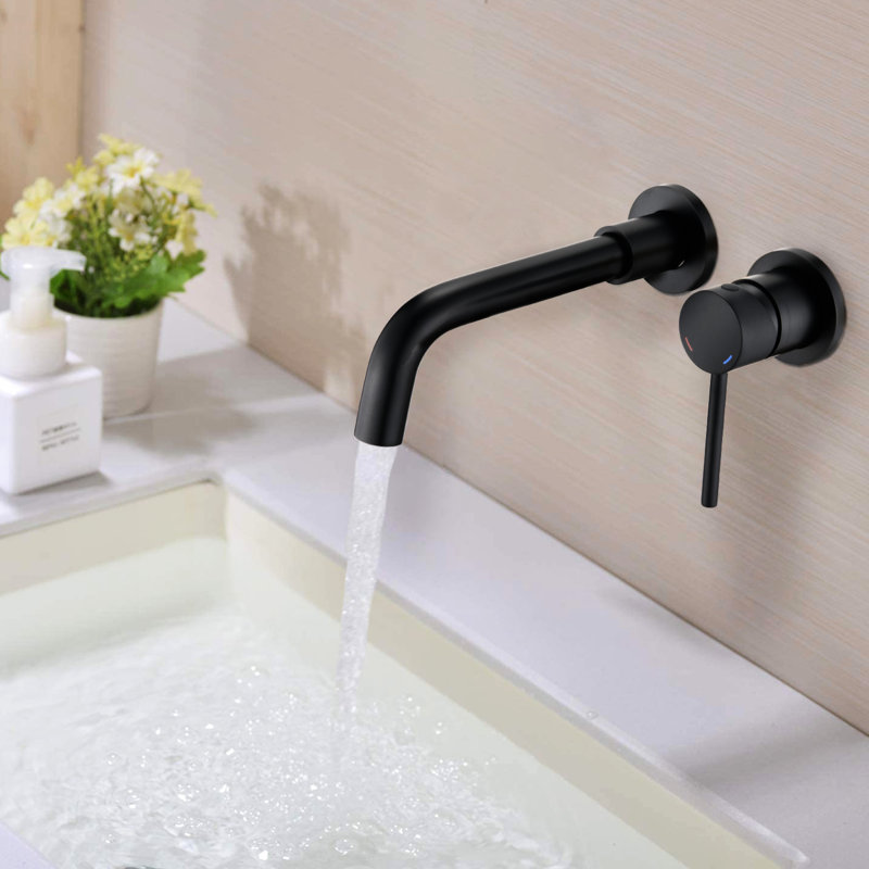Matte Black Wall Mounted Tap - Solid Brass Material, 360-Degree Swivel Spout, Aerator For Smooth Flow Bathroom Sink Faucet Contemporary Style, 1 Handle, Included A Stylish Bath