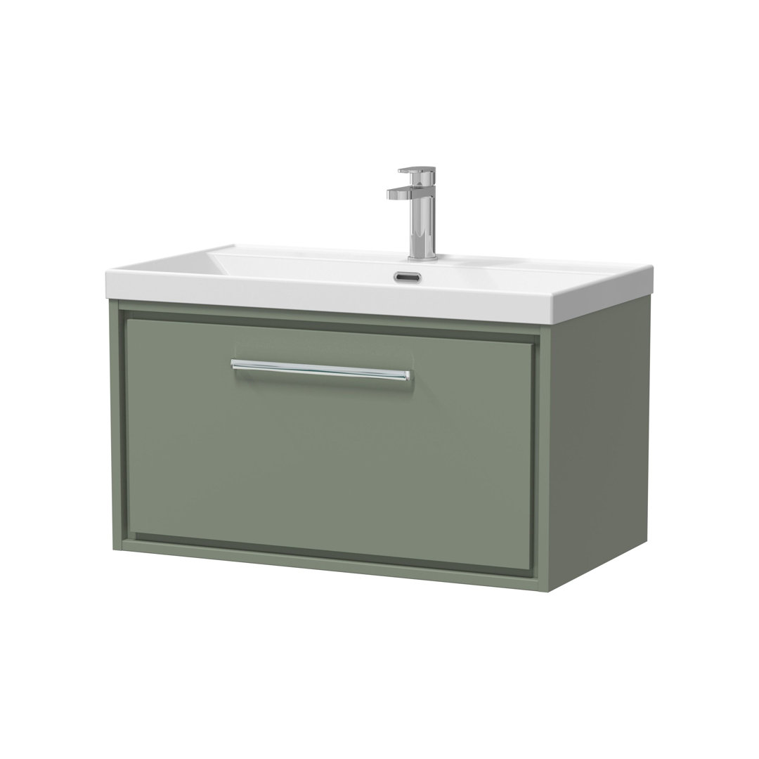 Hudson Reed Lille 600mm Fern Green 1 Drawer Wall Hung Vanity Unit With 1 Tap Hole Basin