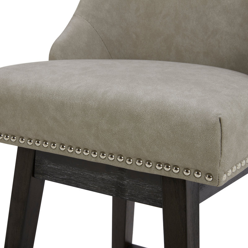 Tabouret de bar et de comptoir Arvelle, Similicuir galet gris pierre, Tabouret de comptoir (siège d'une hauteur de 26 p