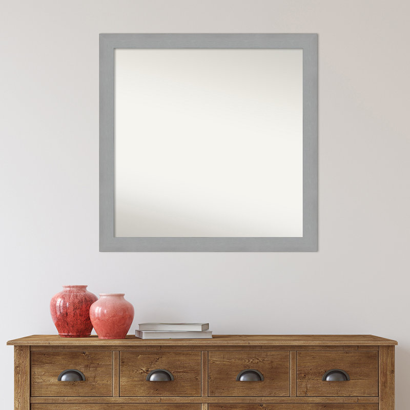 Miroir de salle de bain mural en nickel brossé, H 29,5 po x l 29,5 po