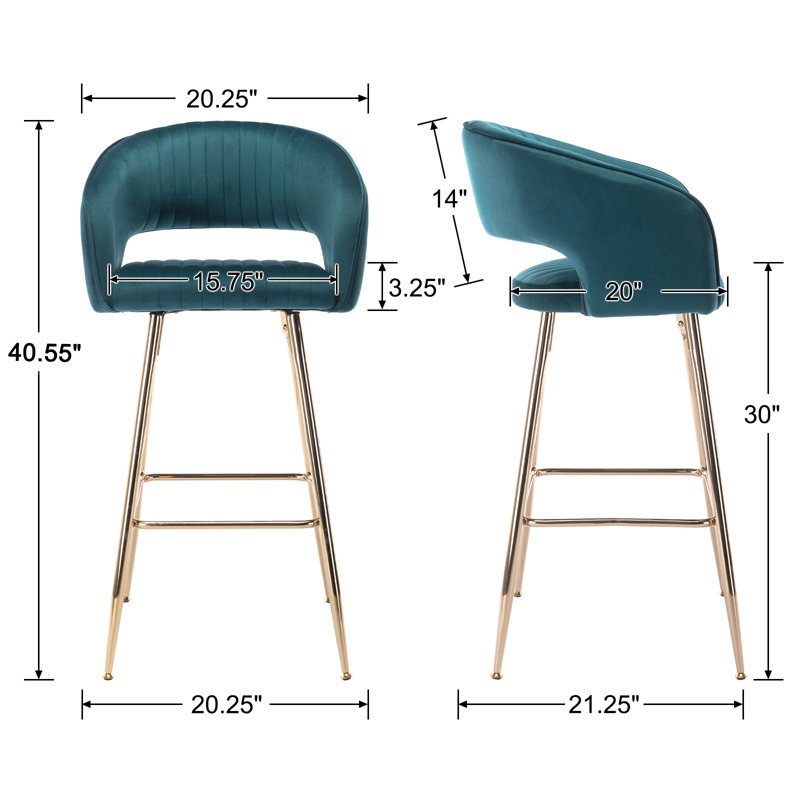 Tabourets de bar 28,75 po Alaki, Bleu sarcelle