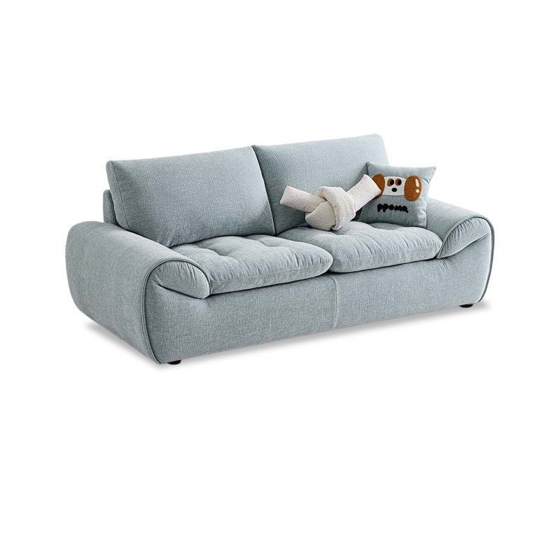 Causeuse-coussin en chenille bleue, H 33,86 po x l 72,83 po x P 37,4 po, Bleu