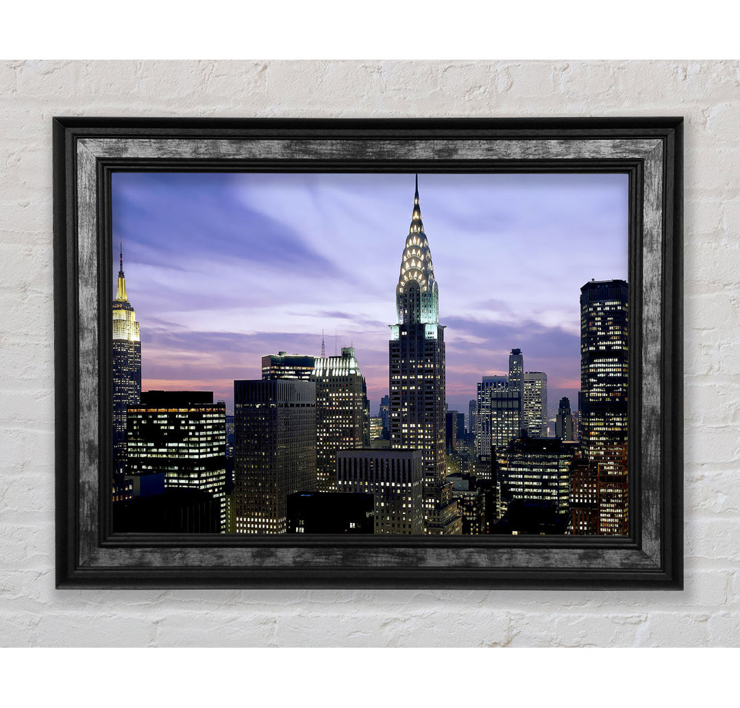 NYC Empire State Building Lilac Sky - Einzelner Bilderrahmen Kunstdrucke