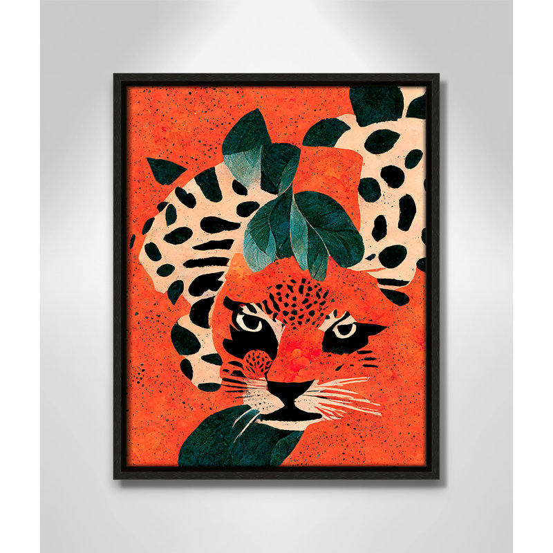 «Jaguar’s Gaze I» par Treechild, L 12,5 po x H 15,5 po, Toile avec cadre, Flottant espresso