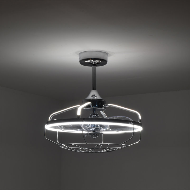 Ventilateur de plafond lustre à 3 pales 24,87 po avec télécommande et ensemble d'éclairage inclus, Chrome poli