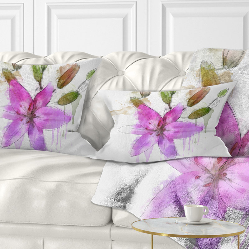 Magnifique floral mauve - coussin à imprimé floral