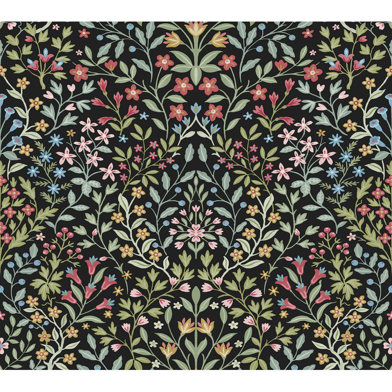 Papier peint Garden Terrace, Noir, vert et rouge